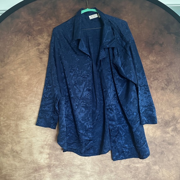 Vintage Victoria's Secret Midnight Blue Pajama Top - Picture 1 of 3